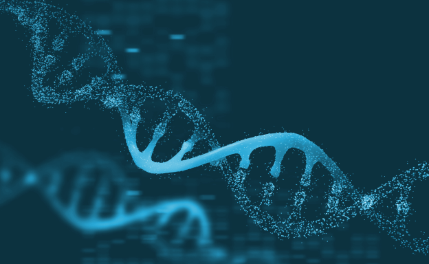 Stylized DNA on a blue background